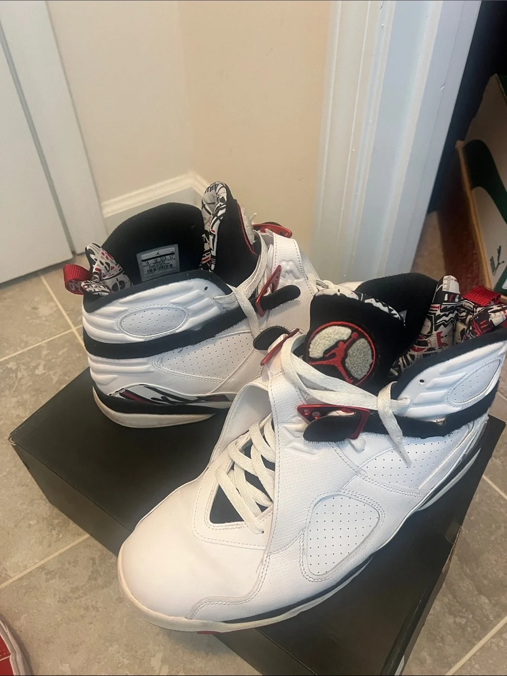 Jordan Men’s White Black Red High-Top Sneakers